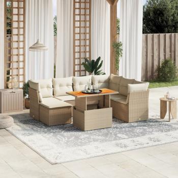 ARDEBO.de - 8-tlg. Garten-Sofagarnitur mit Kissen Beige Poly Rattan