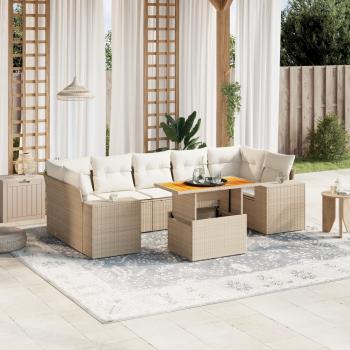 ARDEBO.de - 8-tlg. Garten-Sofagarnitur mit Kissen Beige Poly Rattan