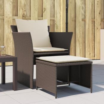 ARDEBO.de - Gartenstuhl mit Fußhocker Braun Poly Rattan