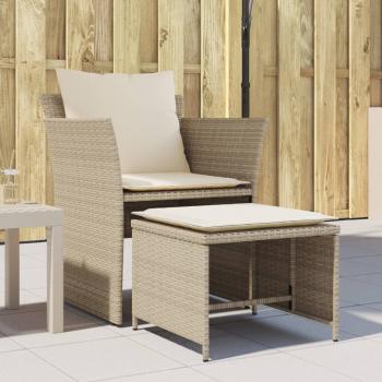 ARDEBO.de - Gartenstuhl mit Fußhocker Beige Poly Rattan