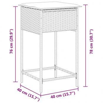 Garten-Barhocker mit Kissen 2 Stk. Grau Poly Rattan