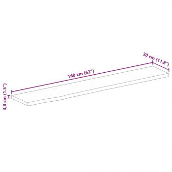 Tischplatte 160x30x3,8 cm Baumkante Massivholz Raues Mangoholz