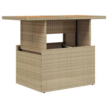 Gartentisch Beige 100x55x73 cm Poly Rattan und Akazienholz