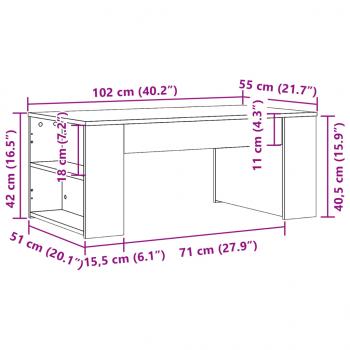 Couchtisch Räuchereiche 102x55x42 cm Holzwerkstoff