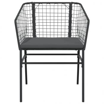 Gartenstühle 2 Stk. mit Kissen Schwarz Poly Rattan