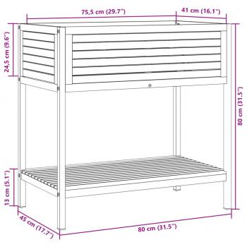 Pflanzkübel mit Ablage 80x45x80 cm Massivholz Akazie und Stahl