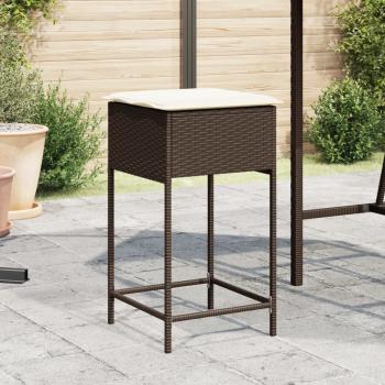 ARDEBO.de - Garten-Barhocker mit Kissen 2 Stk. Braun Poly Rattan