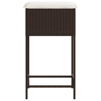 Garten-Barhocker mit Kissen 2 Stk. Braun Poly Rattan