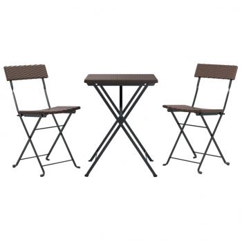 3-tlg. Bistro-Set Klappbar Braun Poly Rattan