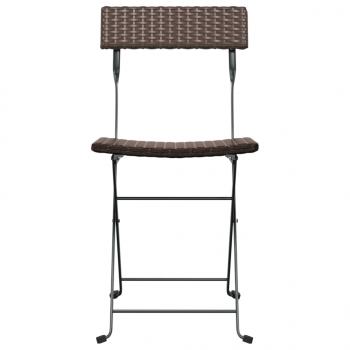 Bistrostühle 2 Stk. Klappbar Braun Poly Rattan und Stahl