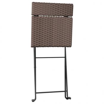 Bistrostühle 2 Stk. Klappbar Braun Poly Rattan und Stahl