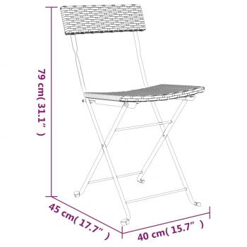 Bistrostühle 2 Stk. Klappbar Braun Poly Rattan und Stahl