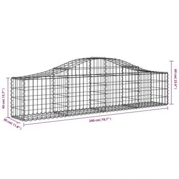 Gabione mit Hochbogen 200x30x40/60 cm Verzinktes Eisen