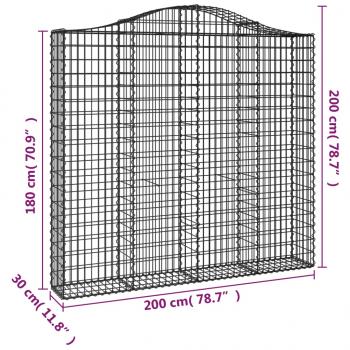 Gabione mit Hochbogen 200x30x180/200 cm Verzinktes Eisen