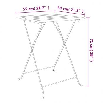 3-tlg. Bistro-Set Klappbar Massivholz Akazie und Stahl