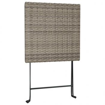 3-tlg. Bistro-Set Klappbar Grau Poly Rattan