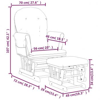 Schaukelsessel mit Hocker Gleitend Cremeweiß Stoff