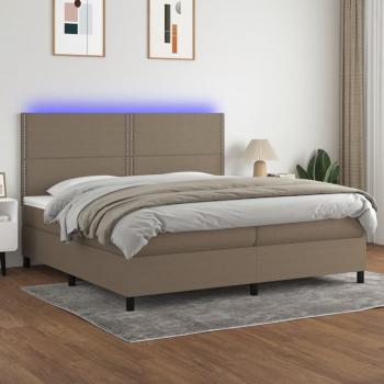 ARDEBO.de - Boxspringbett mit Matratze & LED Taupe 200x200 cm Stoff