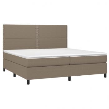 Boxspringbett mit Matratze & LED Taupe 200x200 cm Stoff