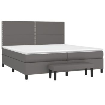 Boxspringbett mit Matratze Grau 200x200 cm Kunstleder