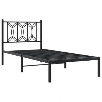 Bettgestell mit Kopfteil Metall Schwarz 90x200 cm