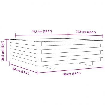 Pflanzkübel Weiß 80x80x26,5 cm Massivholz Kiefer