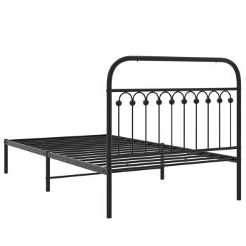 Bettgestell mit Kopfteil Metall Schwarz 107x203 cm