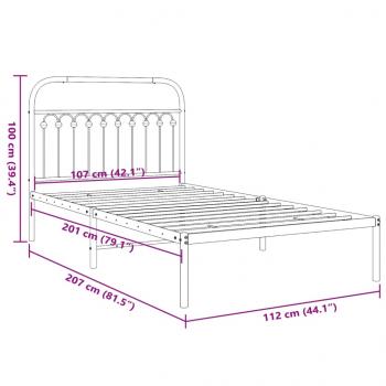 Bettgestell mit Kopfteil Metall Schwarz 107x203 cm