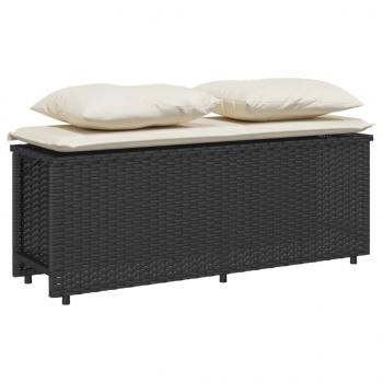 3-tlg. Garten-Essgruppe mit Kissen Schwarz Poly Rattan