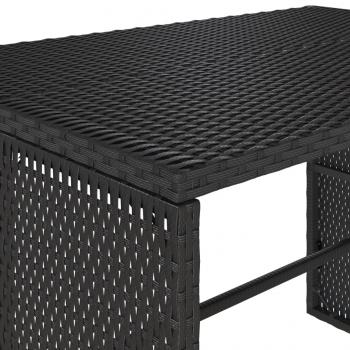 3-tlg. Garten-Essgruppe mit Kissen Schwarz Poly Rattan