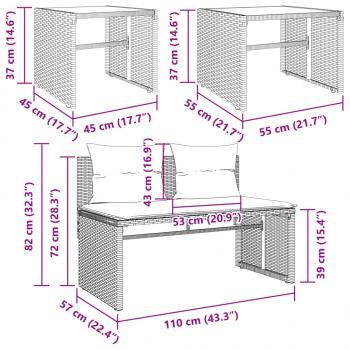 4-tlg. Garten-Sofagarnitur mit Kissen Braun Poly Rattan