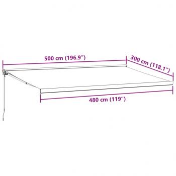 Markise Einziehbar Anthrazit und Weiß 5x3 m Stoff und Aluminium