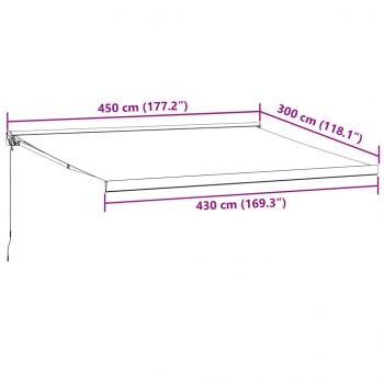 Markise Einziehbar Anthrazit und Weiß 4,5x3 m Stoff Aluminium