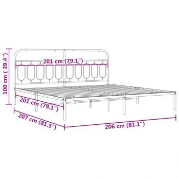 Bettgestell mit Kopfteil Metall Weiß 200x200 cm