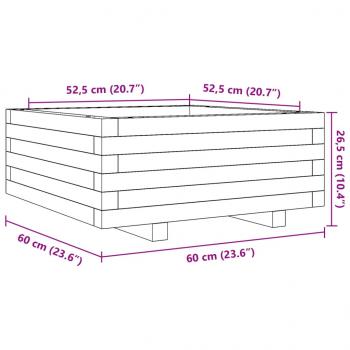 Pflanzkübel Wachsbraun 60x60x26,5 cm Massivholz Kiefer