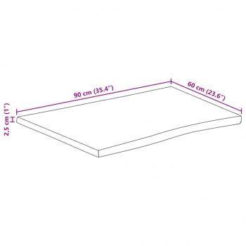 Tischplatte mit Baumkante 90x60x2,5 cm Massivholz Mango