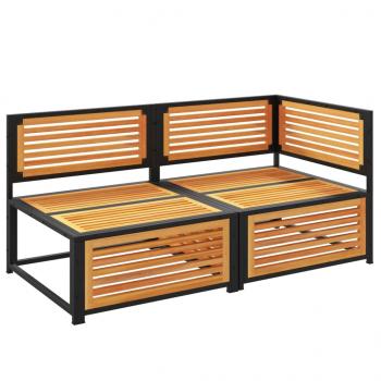 Gartensofa mit Kissen 2-Sitzer Massivholz Akazie