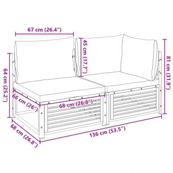 Gartensofa mit Kissen 2-Sitzer Massivholz Akazie