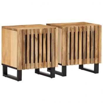 ARDEBO.de - Nachttische 2 Stk. 40x34x46 cm Raues Mangoholz