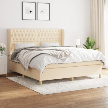 ARDEBO.de - Boxspringbett mit Matratze Creme 180x200 cm Stoff