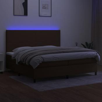 Boxspringbett mit Matratze & LED Dunkelbraun 200x200 cm Stoff