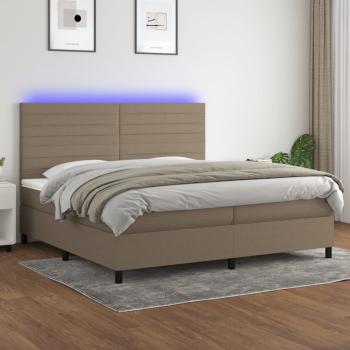 ARDEBO.de - Boxspringbett mit Matratze & LED Taupe 200x200 cm Stoff