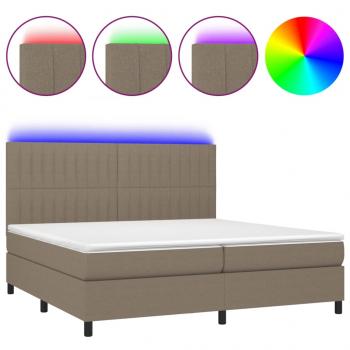 Boxspringbett mit Matratze & LED Taupe 200x200 cm Stoff