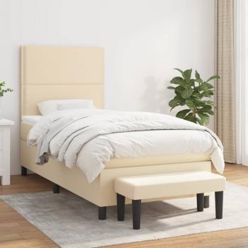 ARDEBO.de - Boxspringbett mit Matratze Creme 100x200 cm Stoff