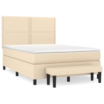 Boxspringbett mit Matratze Creme 140x190 cm Stoff