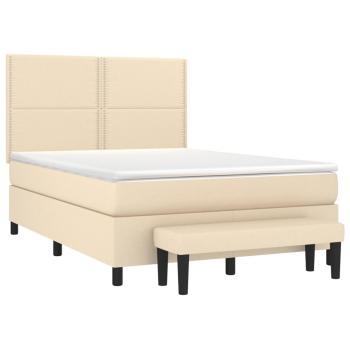 Boxspringbett mit Matratze Creme 140x190 cm Stoff