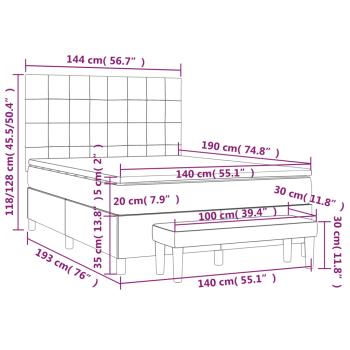 Boxspringbett mit Matratze Creme 140x190 cm Stoff