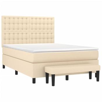 Boxspringbett mit Matratze Creme 140x190 cm Stoff