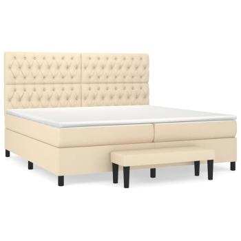 Boxspringbett mit Matratze Creme 200x200 cm Stoff