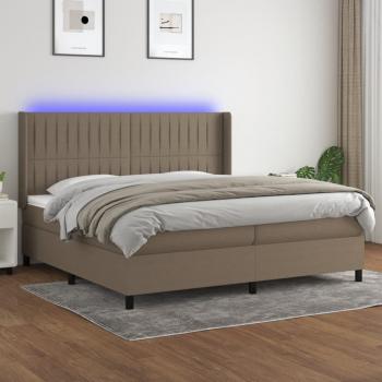 ARDEBO.de - Boxspringbett mit Matratze & LED Taupe 200x200 cm Stoff